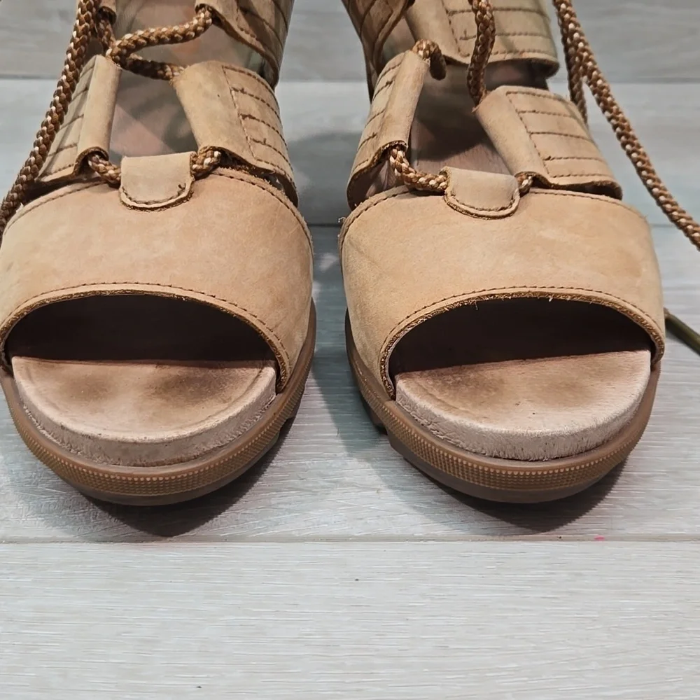 Sorel Women Joanie Ankle Lace Up Tractor Wedge Platform Sandals Boots Shoes Sz 9